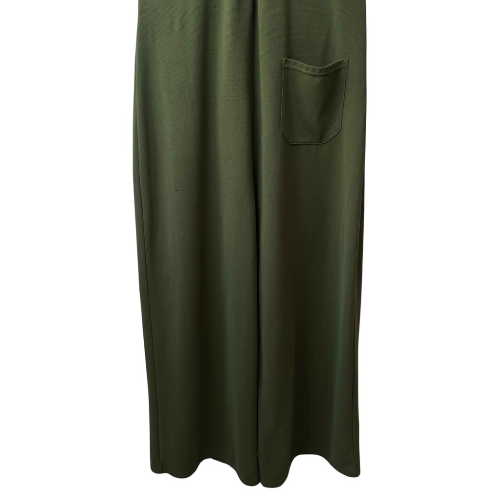 Halara Waffle Knit Overalls with Pockets Wide Leg Green Leisure Comfort Casual M - Picture 8 of 13
